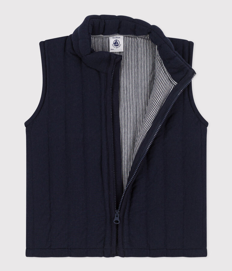 Babyjas zonder mouwen in gewatteerde tubic blauw