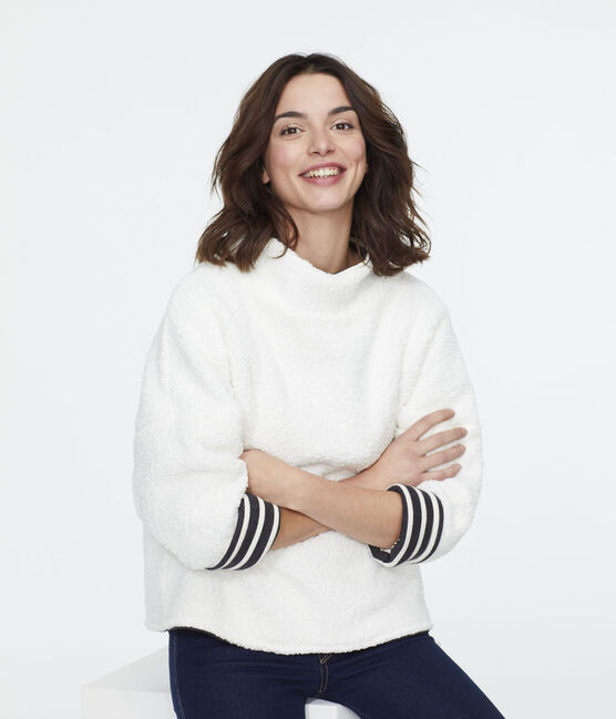 Tweezijdige marinièretrui vrouwen zwart CITY/beige COQUILLE