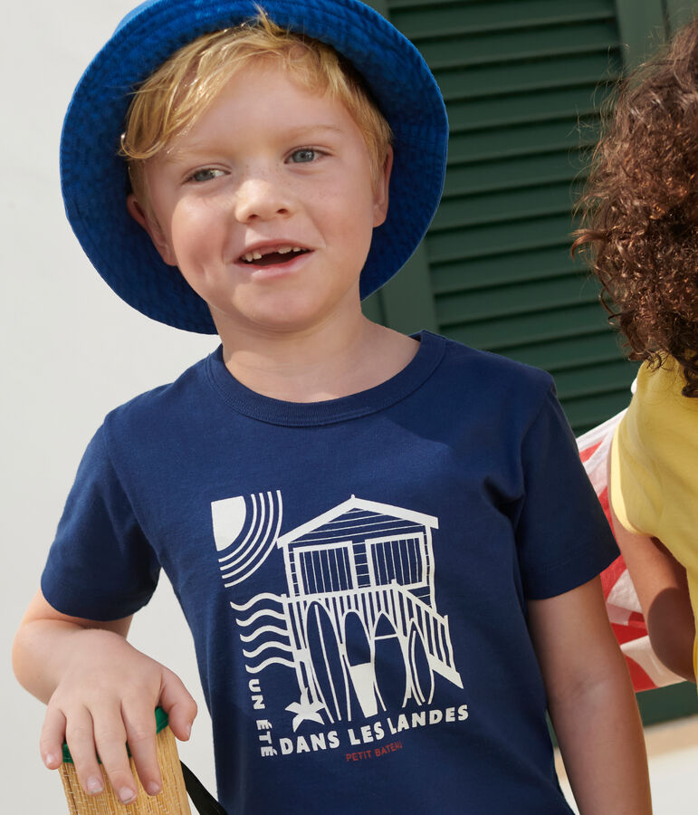 Teeshirt enfant en coton manches courtes imprim&eacute; bleu