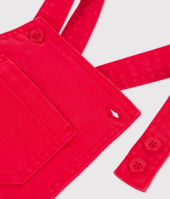 Korte kleurrijke tuinbroek van denim voor baby's rood PEPS