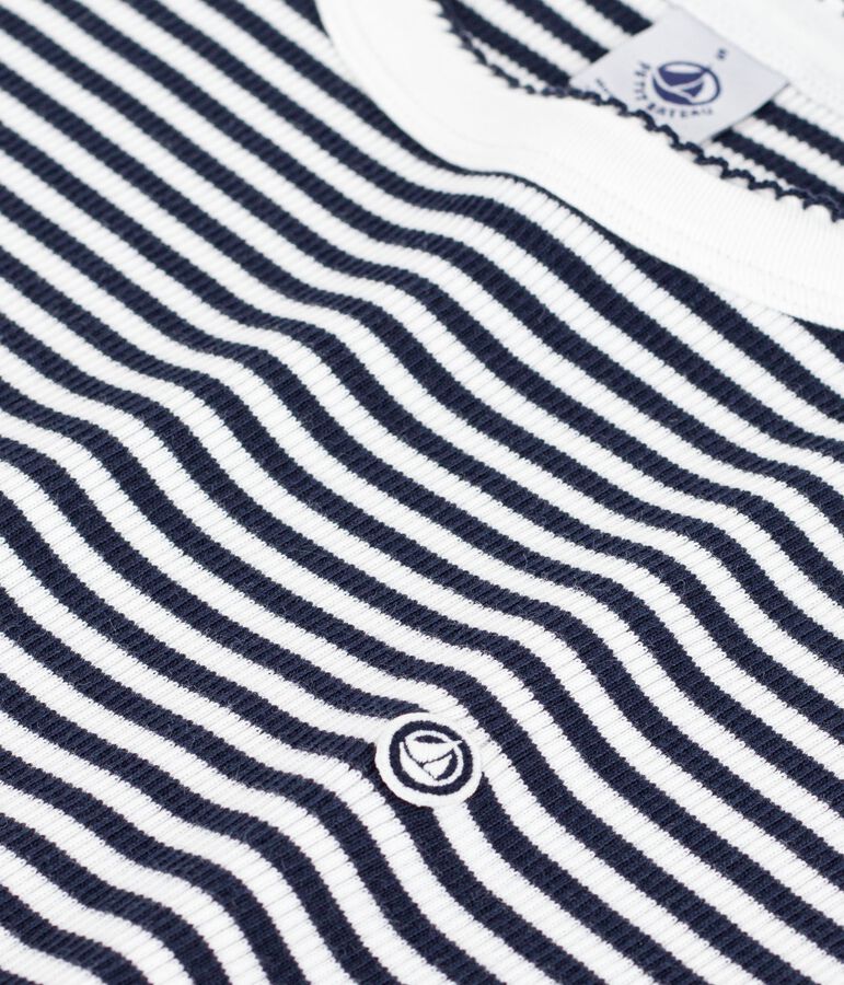 Korte katoenen damesjurk blauw/wit