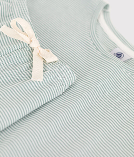 Katoenen damespyjama met milleraies-streepjes blauw PAUL/wit MARSHMALLOW