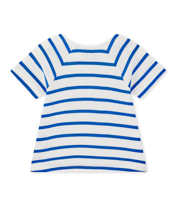 Gestreept T-shirt met lange mouwen voor babymeisjes wit/blauw
