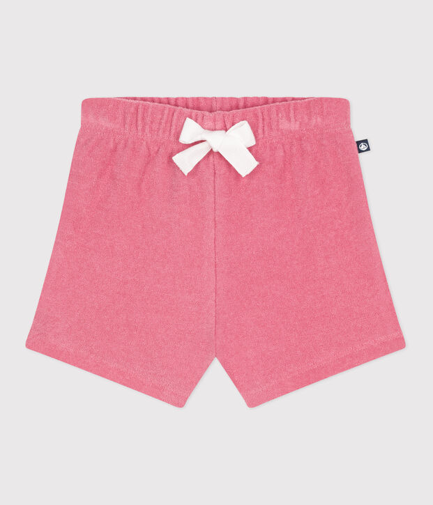 Babyshort van katoenen badstof roze