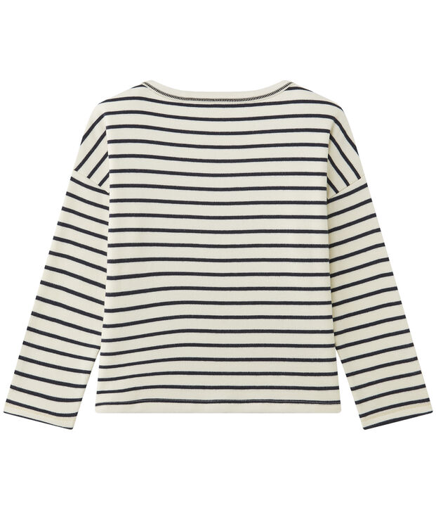 Sweat shirt fille ray&eacute; wit/blauw