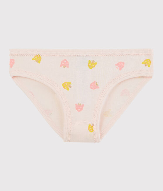 Culotte petite fille en coton rose FLEUR/blanc MULTICO