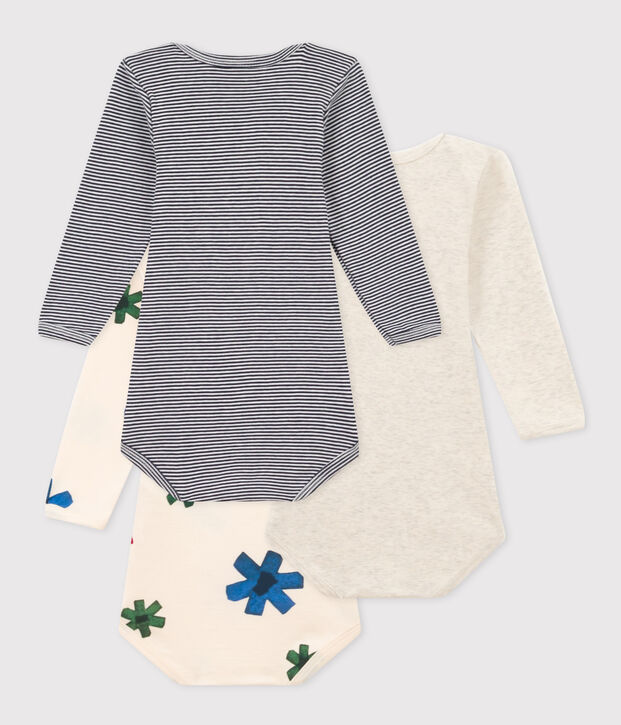 Set van 3 katoenen babybody's met lange mouwen en sterrenprint multicouleur