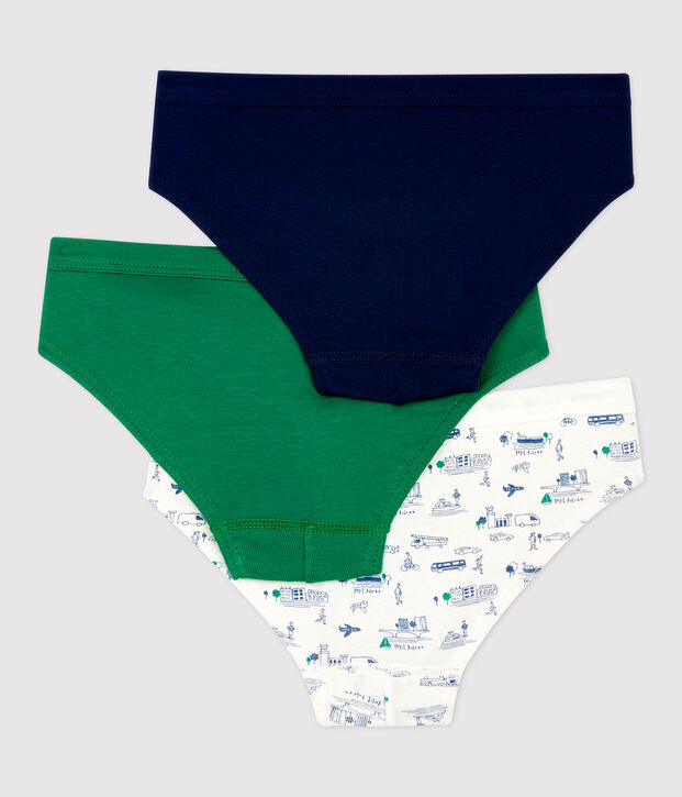 Lot de 3 slips imprim&eacute; transports petit gar&ccedil;on en coton multicouleur