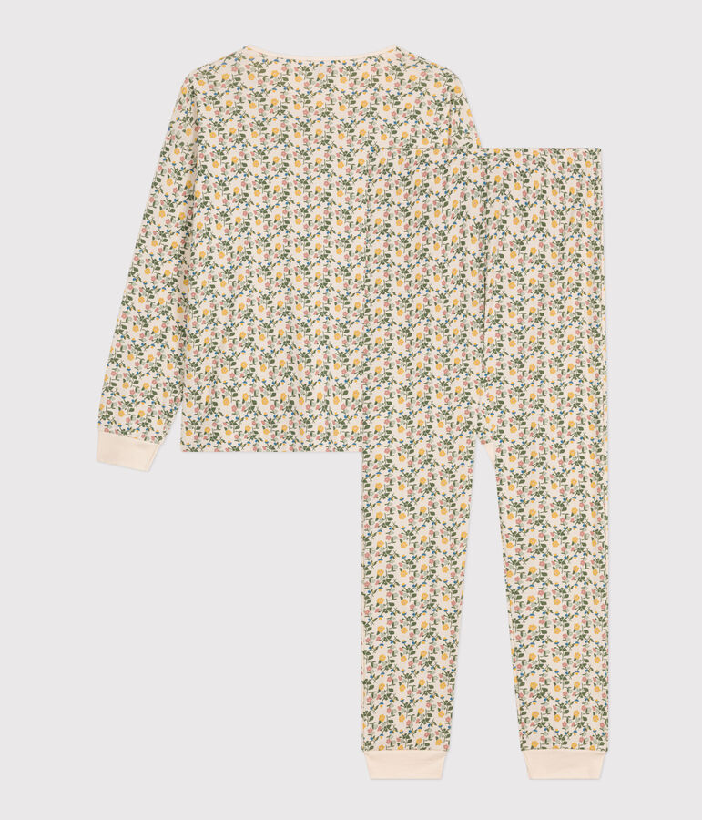 Katoenen damespyjama met bloemenmoteif van katoen ecru/multicouleur