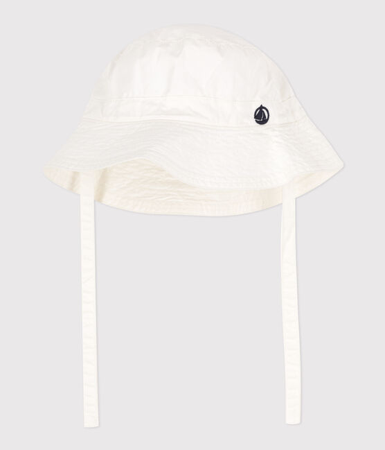 Vissershoedje in keperstof voor baby's wit MARSHMALLOW