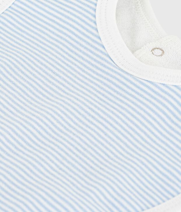 Katoenen babyslabbetje met strepen blauw/wit