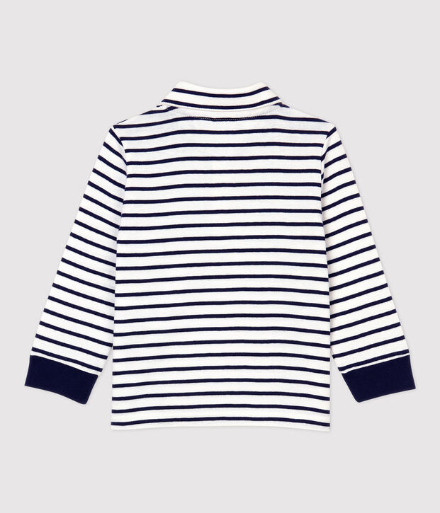 Katoenen babypolo. wit/blauw