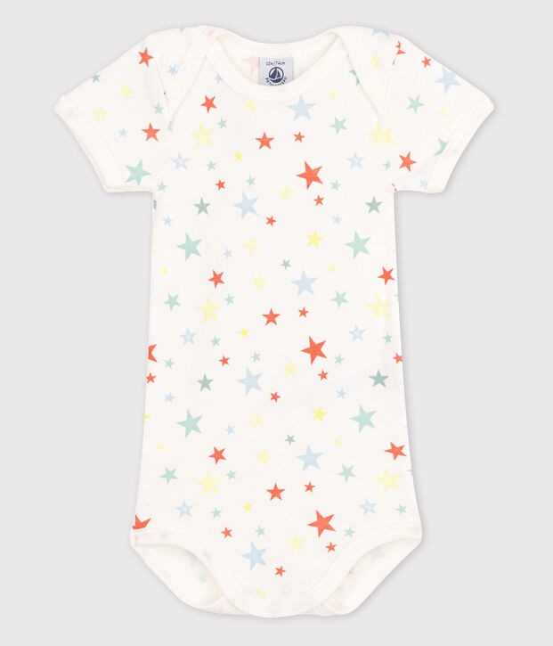 Body manches courtes b&eacute;b&eacute; blanc/orange