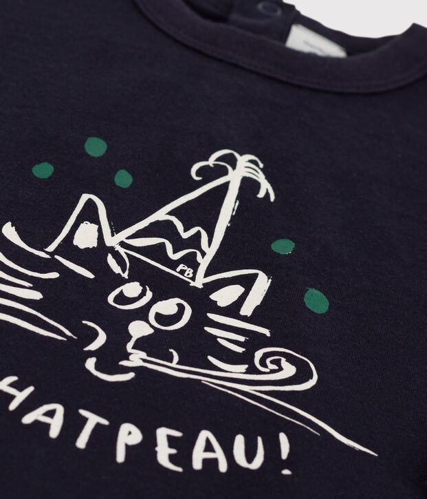 Tee-shirt manches longues b&eacute;b&eacute; en coton bleu marine