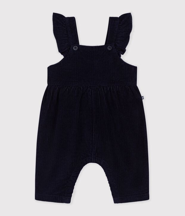 Salopette b&eacute;b&eacute; en velours jambes longues unie bleu marine
