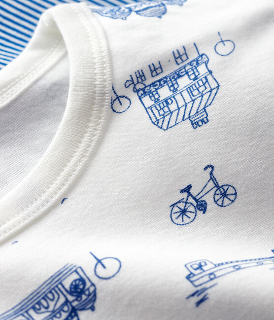 Lot de 2 pyjamas Paris et milleraies bleus petit garçon en coton variante 1
