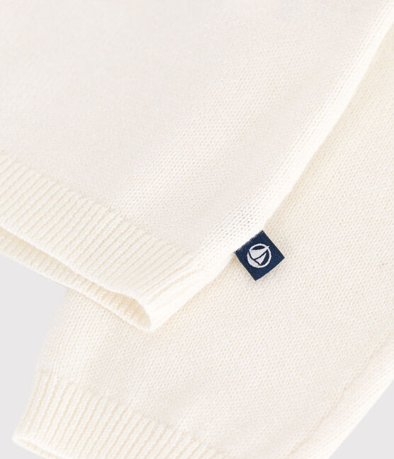 Effen cardigan van katoenen en wol voor kinderen wit MARSHMALLOW/grijs ARGENT