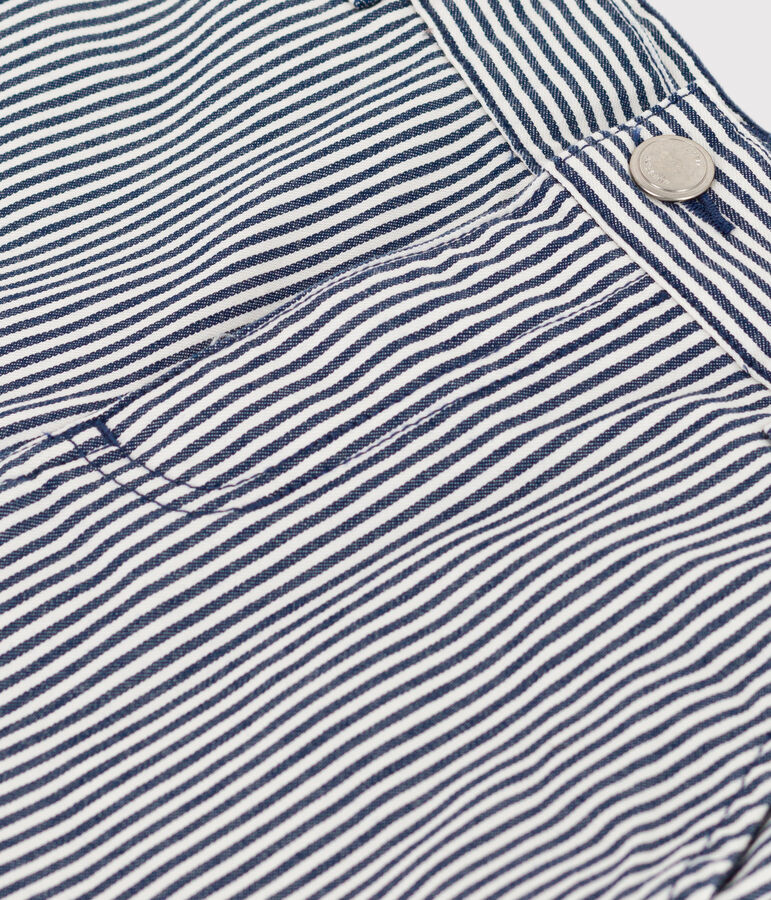 Gestreepte broek van katoenen stof voor jongens blauw/wit