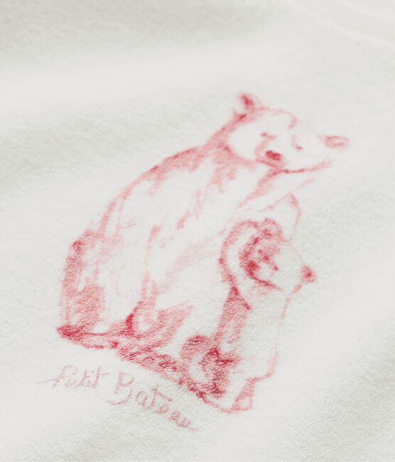 Pyjama fille en bouclette éponge blanc LAIT/rose VIENNE/ MULTICO
