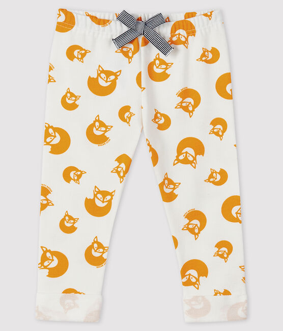 Pantalon en molleton bébé garçon blanc MARSHMALLOW/jaune BOUDOR