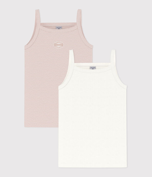 Lot de 2 d&eacute;bardeurs fines bretelles en coton enfant multicouleur