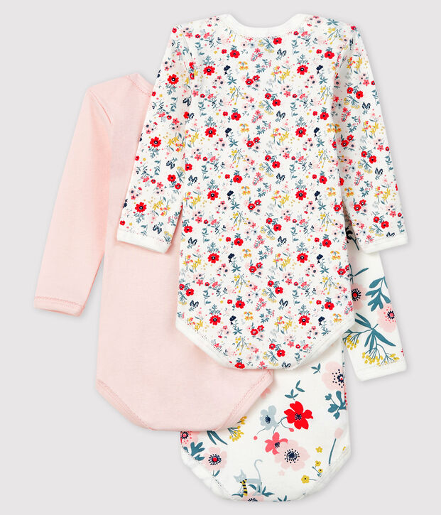 Set van 3 rompertjes met lange mouwen voor baby meisje multicouleur