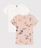 Set van 2 T-shirts met bloemen en korte mouwen voor meisjes in katoen variante 1