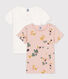 Set van 2 T-shirts met bloemen en korte mouwen voor meisjes in katoen