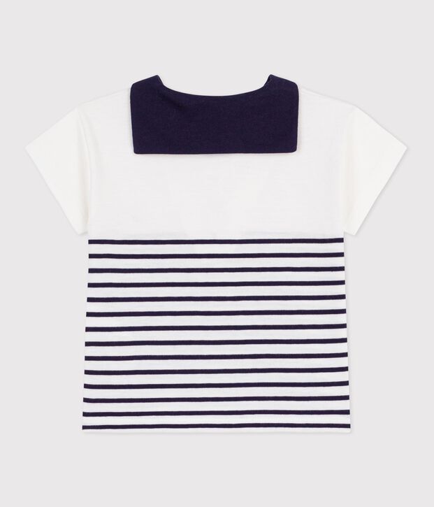 Tee-shirt b&eacute;b&eacute; en coton &agrave; manches courtes, rayure marini&egrave;re bleu/bleu