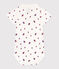 Katoenen babybody met korte mouwen en bootjesprint wit MARSHMALLOW/wit MULTICO