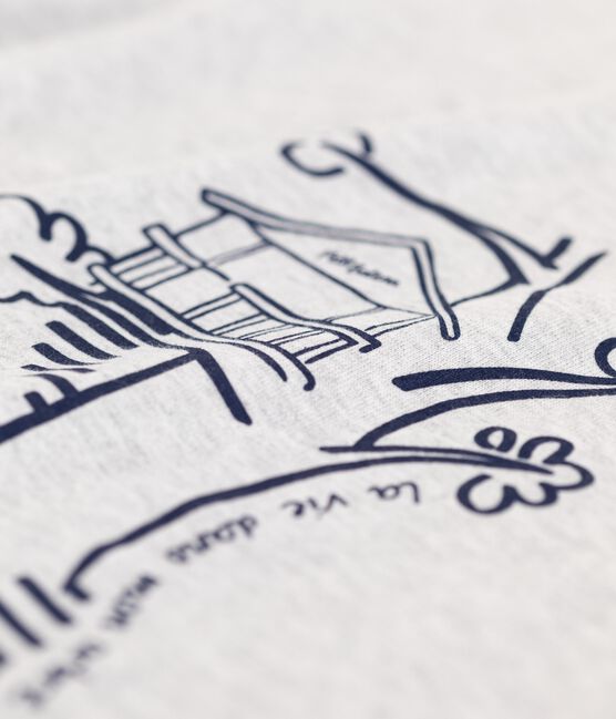Katoenen T-shirt met korte mouwen voor jongens grijs POUSSIERE CHINE
