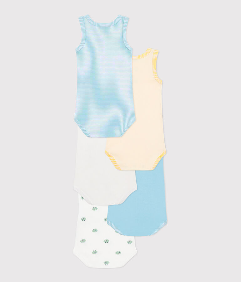 Lot de 5 bodies sans manches en coton imprim&eacute; b&eacute;b&eacute; multicouleur