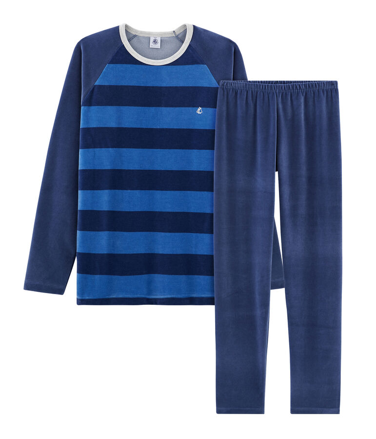 Pyjama gar&ccedil;on en velours bleu MEDIEVAL/bleu MAJOR