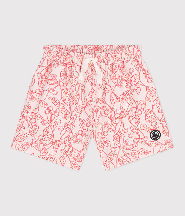 Short enfant en coton imprim&eacute; rose/rouge