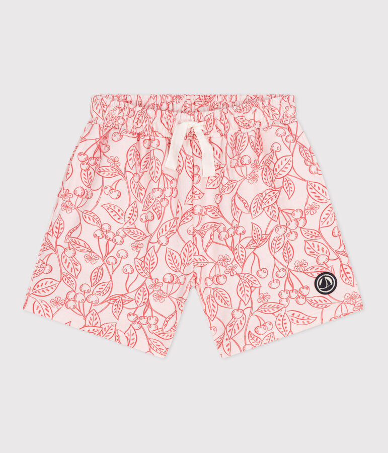Katoenen short met print voor kinderen roze/rood