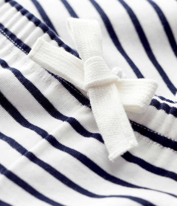 Katoenen broek voor babymeisjes / babyjongens wit/blauw
