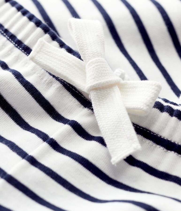 Katoenen broek voor babymeisjes / babyjongens wit/blauw