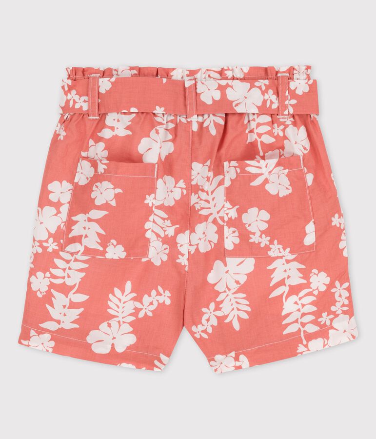 Short en popeline enfant fille rose/blanc