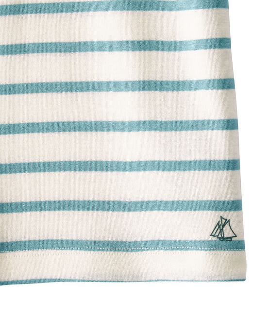 Marinegestreept meisjes-T-shirt wit MARSHMALLOW/blauw MIMI