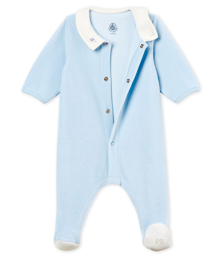 Pyjama van velours en effen katoen voor babyjongens blauw FRAICHEUR