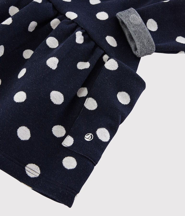 Jurk met lange mouwen babymeisje blauw/wit