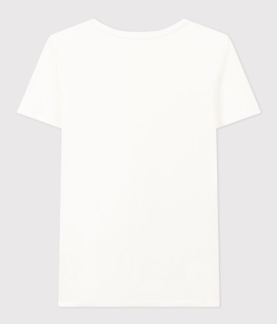 Tee-shirt LE DROIT col V en coton Femme blanc ECUME