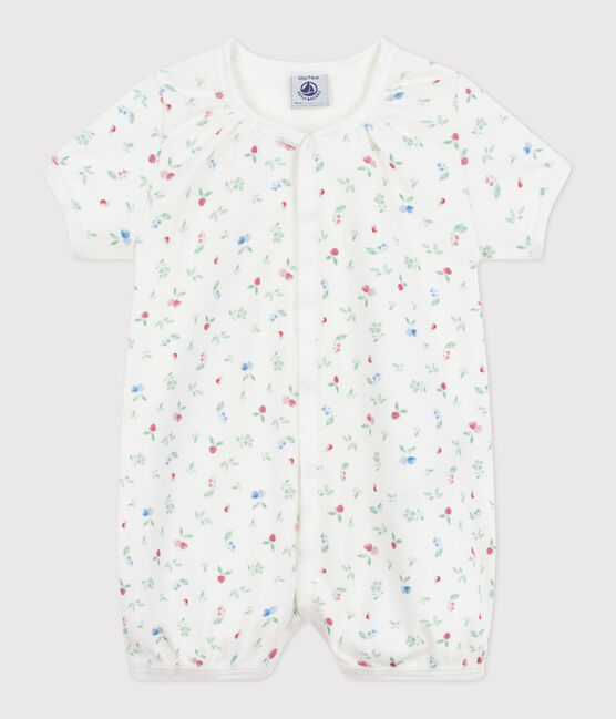 Combinaison courte bébé en coton fruits blanc MARSHMALLOW/blanc MULTICO