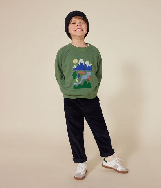 Sweatshirt in fleece voor jongens groen PALMERAIE