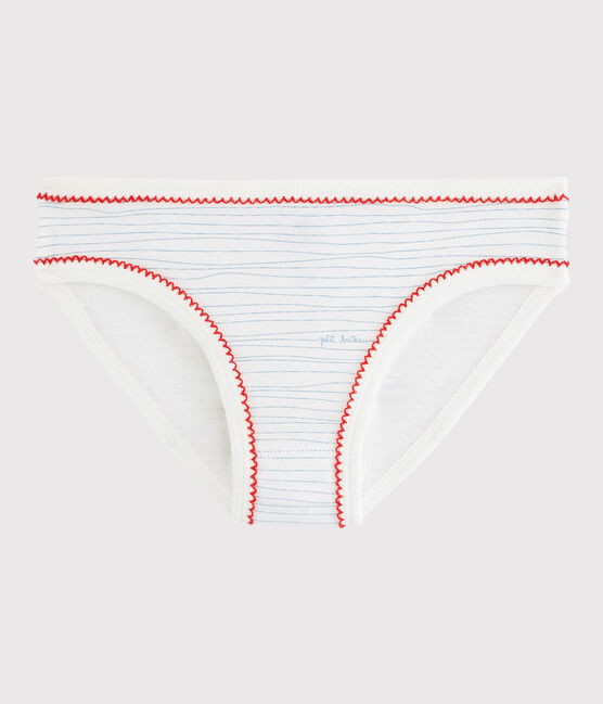 Katoenen onderbroekje voor meisjes wit MARSHMALLOW/blauw MAJOR