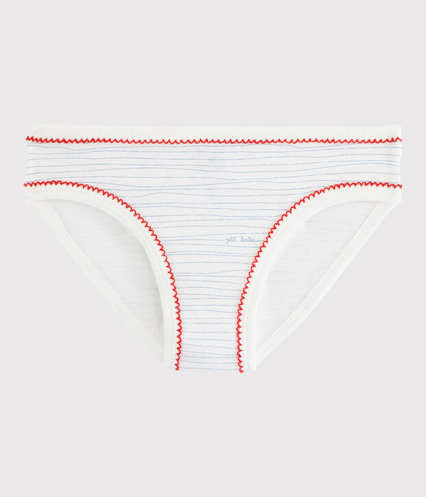 Katoenen onderbroekje voor meisjes wit/blauw