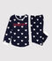 Meisjes/jongens pyjama van molton met hartjesprint blauw SMOKING/wit MARSHMALLOW