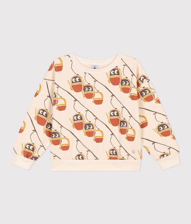Sweatshirt imprim&eacute; en molleton enfant fille / gar&ccedil;on &eacute;cru/gris