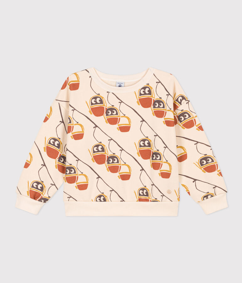 Sweatshirt imprim&eacute; en molleton enfant fille / gar&ccedil;on &eacute;cru/gris