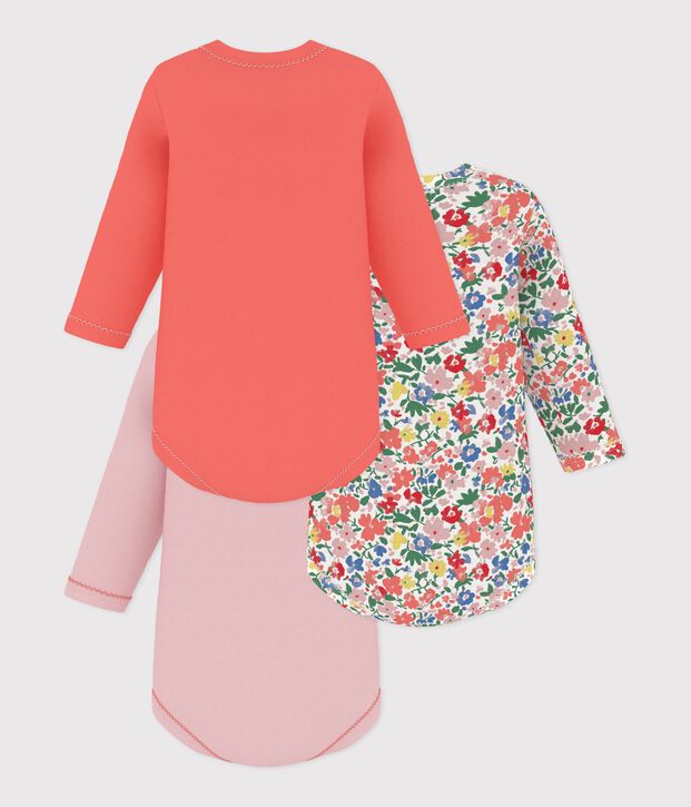 Lot de bodies manches longues en coton imprim&eacute; &agrave; fleurs b&eacute;b&eacute; multicouleur